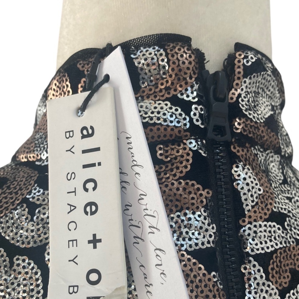 Alice + Olivia Inka Metallic Sequin Dress NWT Cap Sleeve Glam - Picture 6 of 13